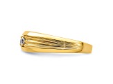 14K Yellow Gold 3-Stone Diamond Men's Ring 0.49ctw