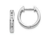 Rhodium Over 14K White Gold Lab Grown Diamond SI1/SI2, G H I, Hinged Hoop Earrings