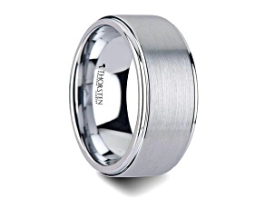 OPTIMUS Raised Center with Brush Finish Tungsten Ring 10mm