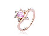 Pear Shape Pink Sapphire with White Sapphire Accents 14K Rose Gold Over Sterling Silver Ring