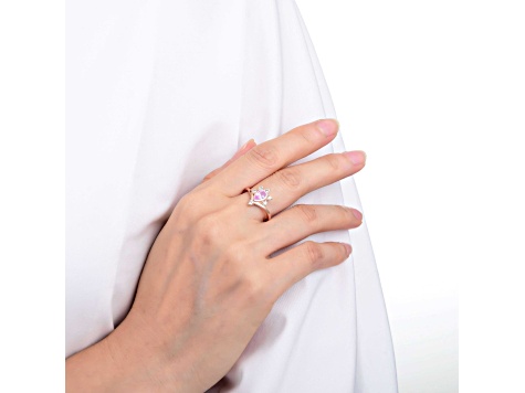 Pear Shape Pink Sapphire with White Sapphire Accents 14K Rose Gold Over Sterling Silver Ring