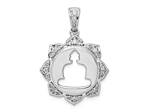 Rhodium Over 14k White Gold Diamond Buddha Pendant
