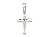 Rhodium Over Sterling Silver Cubic Zirconia Cross Pendant