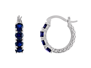 Lab Created Sapphire Filigree Leverback Sterling Silver Earrings 3.3ctw
