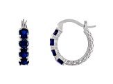 Lab Created Sapphire Filigree Leverback Sterling Silver Earrings 3.3ctw