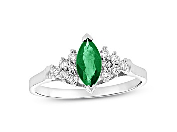 Picture of 0.69ctw Emerald and Diamond Ring in 14k White Gold