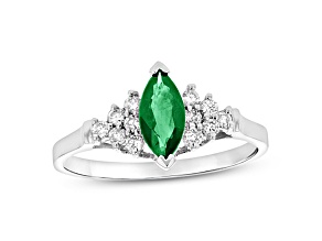 0.69ctw Emerald and Diamond Ring in 14k White Gold