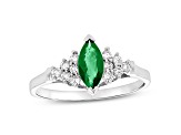 0.69ctw Emerald and Diamond Ring in 14k White Gold