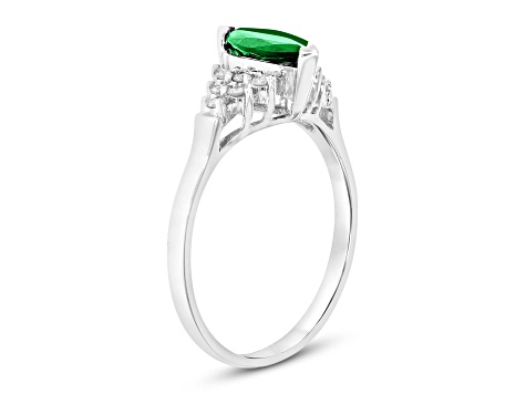 0.69ctw Emerald and Diamond Ring in 14k White Gold