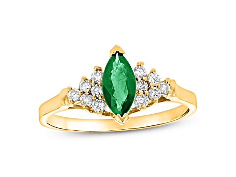 0.69ctw Emerald and Diamond Ring in 14k Yellow Gold