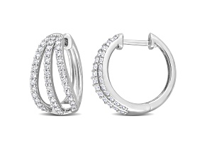 0.80ctw Created Moissanite Hoop Earrings in Sterling Silver