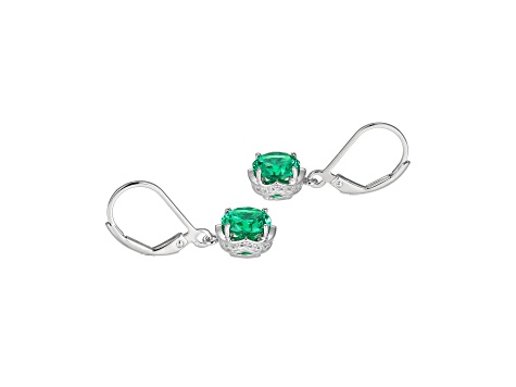Green Lab Created Garnet and White Cubic Zirconia Platineve Earrings 3.08ctw