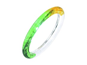 Lucite Rave Slip On Bangle Bracelet in Green and Yellow Tie Dye