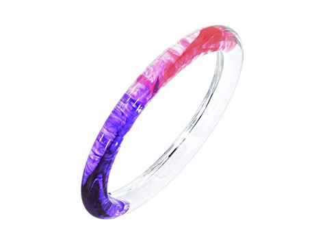 Acrylic Rave Slip On Bangle Bracelet in Pink and Purple Tie Dye