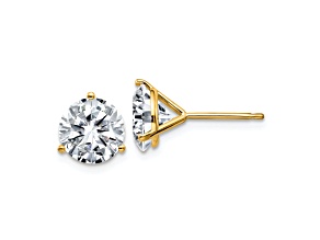 14K Yellow Gold 4ct. 8.0mm Round D E F Pure Light Moissanite Earrings