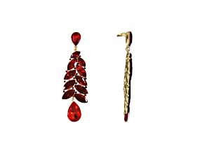 Off Park® Collection, Gold-Tone Graduated leaf-shape Red Crystal Drop Earrings.