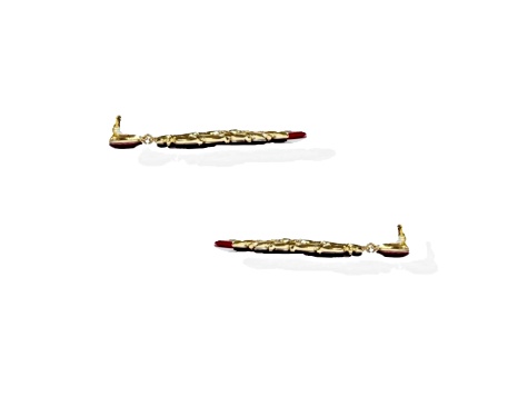 Off Park® Collection, Gold-Tone Graduated leaf-shape Red Crystal Drop Earrings.