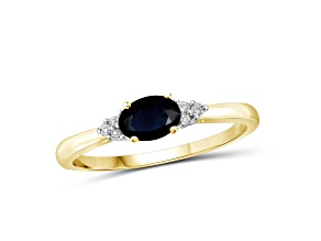 Black Sapphire 14K Gold Over Sterling Silver Ring 0.63ctw