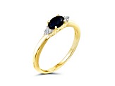 Black Sapphire 14K Gold Over Sterling Silver Ring 0.63ctw