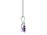 7x5mm Oval Amethyst with Diamond Accents 14k White Gold Pendant With Chain