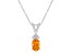 7x5mm Oval Citrine with Diamond Accents 14k White Gold Pendant With Chain