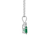 7x5mm Oval Emerald with Diamond Accents 14k White Gold Pendant With Chain