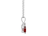 7x5mm Oval Garnet with Diamond Accents 14k White Gold Pendant With Chain