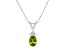 7x5mm Oval Peridot with Diamond Accents 14k White Gold Pendant With Chain