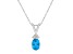 7x5mm Oval Blue Topaz with Diamond Accents 14k White Gold Pendant With Chain