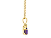 7x5mm Oval Amethyst with Diamond Accents 14k Yellow Gold Pendant With Chain