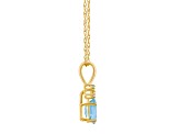 7x5mm Oval Aquamarine with Diamond Accents 14k Yellow Gold Pendant With Chain