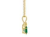 7x5mm Oval Emerald with Diamond Accents 14k Yellow Gold Pendant With Chain