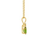 7x5mm Oval Peridot with Diamond Accents 14k Yellow Gold Pendant With Chain