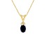 7x5mm Oval Sapphire with Diamond Accents 14k Yellow Gold Pendant With Chain