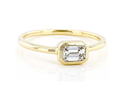 White Lab-Grown Diamond 14k Yellow Gold Solitaire Ring 0.50ct
