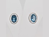 1.74ctw Oval London Blue Topaz Rhodium Over Sterling Silver Stud Earrings