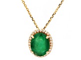 4.11 Ctw Emerald and 0.20 Ctw White Diamond Pendant in 14K YG