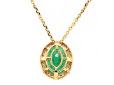 4.11 Ctw Emerald and 0.20 Ctw White Diamond Pendant in 14K YG