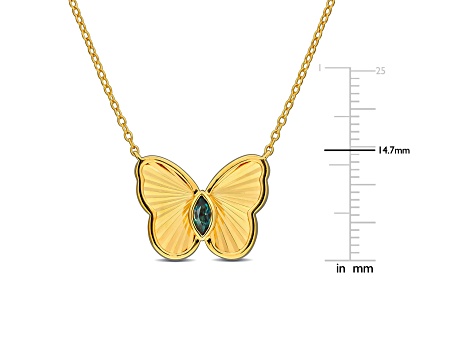 1/5 CT TGW Alexandrite Butterfly Necklace in Yellow Plated Sterling Silver, 17"