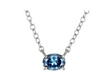 Blue Lab-Grown Diamond 14k White Gold Solitaire Necklace 0.33ctw