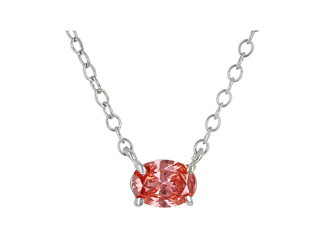 Pink Lab-Grown Diamond 14k White Gold Solitaire Necklace 0.33ctw