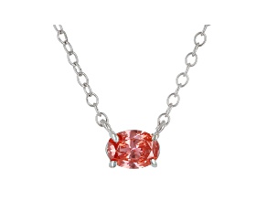 Oval pink lab-grown diamond 14kt white gold solitaire necklace 0.33ctw