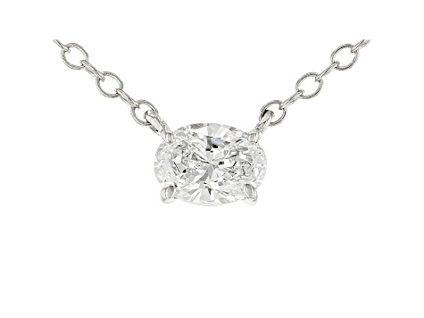 White Lab-Grown Diamond 14k White Gold Solitaire Necklace 0.33ctw