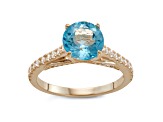 Round Swiss Blue Topaz 10K Yellow Gold Ring 2.24ctw