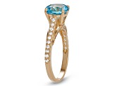 Round Swiss Blue Topaz 10K Yellow Gold Ring 2.24ctw