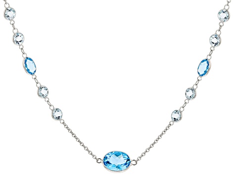 Swiss Blue Topaz 14k White Gold 18" Necklace 7.93ctw