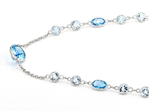 Swiss Blue Topaz 14k White Gold 18" Necklace 7.93ctw