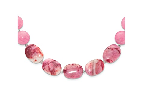 Sterling Silver Pink Agate, Pink Jadeite, Rose Quartz, Crystal Necklace