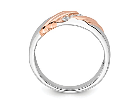 14K Two-tone Rose and White Gold Lab Grown Diamond Men's Band