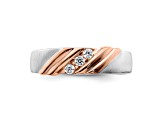 14K Two-tone Rose and White Gold Lab Grown Diamond Men's Band